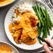 Cajun chicken with cream sauce.