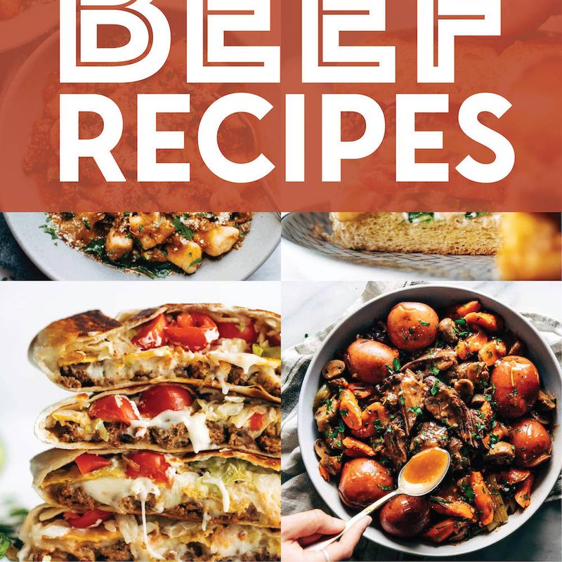 Yummy beef recipes in a collage.